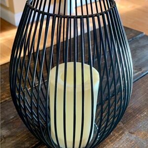 Elegant Black Wire (Battery Operated) Candle And Holder
